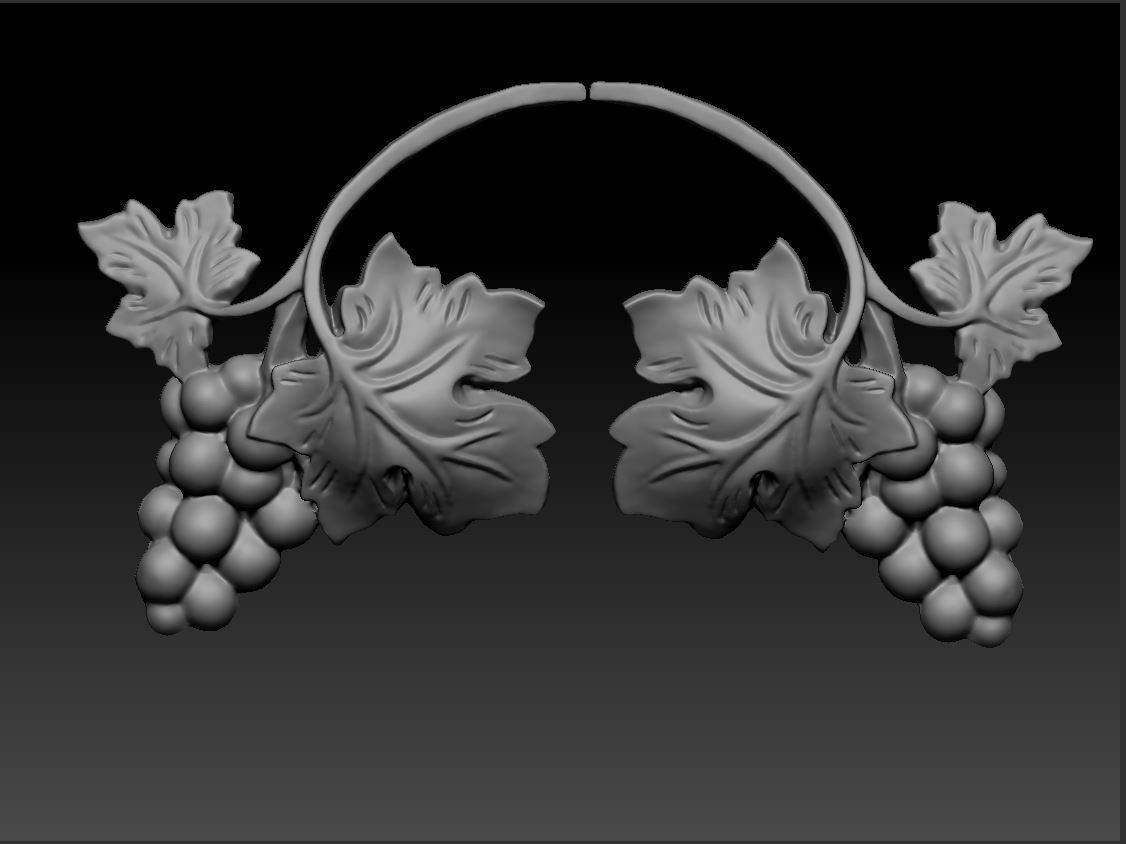 Bunch of grapes vine Decor elements 3D print model_4