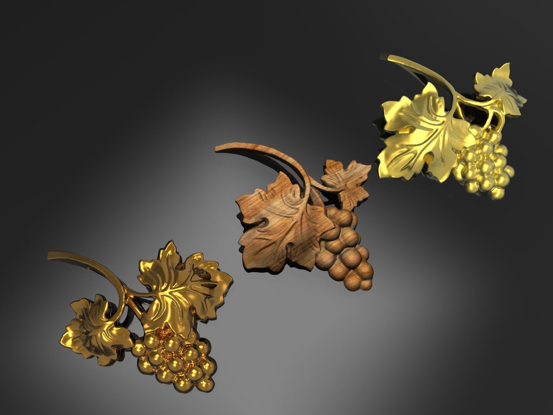 Bunch of grapes vine Decor elements 3D print model_15