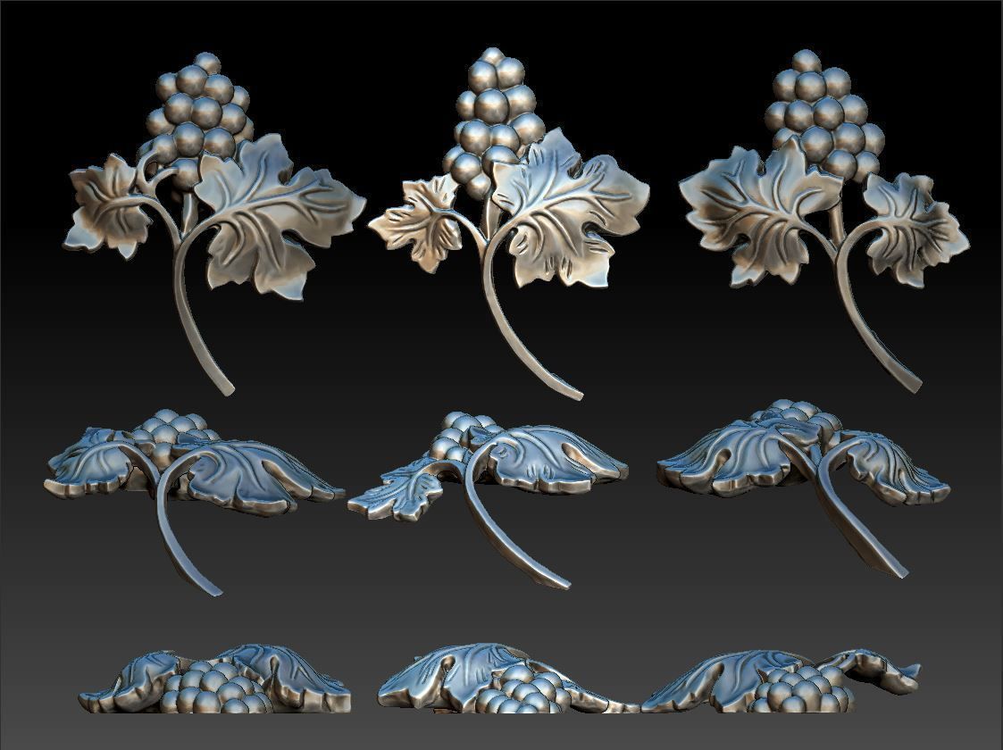 Bunch of grapes vine Decor elements 3D print model_13