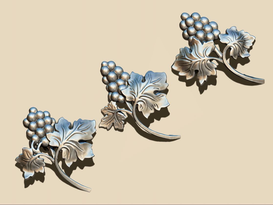 Bunch of grapes vine Decor elements 3D print model_14