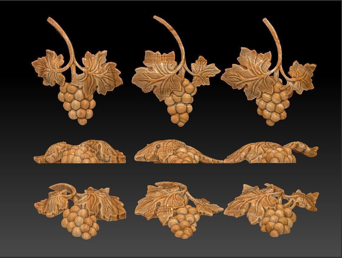 Bunch of grapes vine Decor elements 3D print model_8