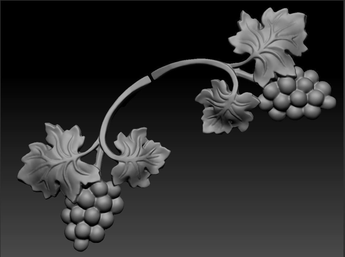 Bunch of grapes vine Decor elements 3D print model_6