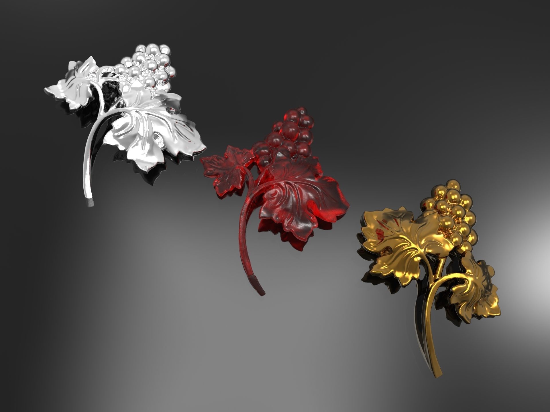Bunch of grapes vine Decor elements 3D print model_3
