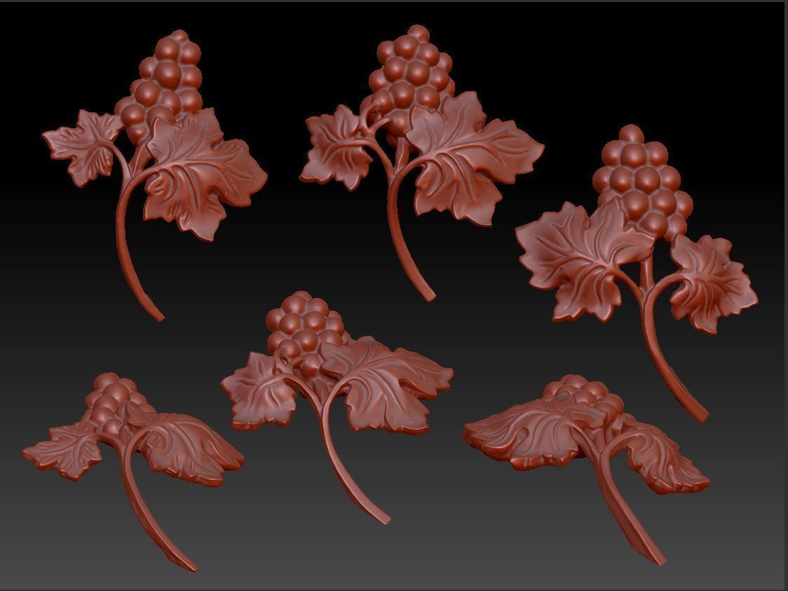 Bunch of grapes vine Decor elements 3D print model_12