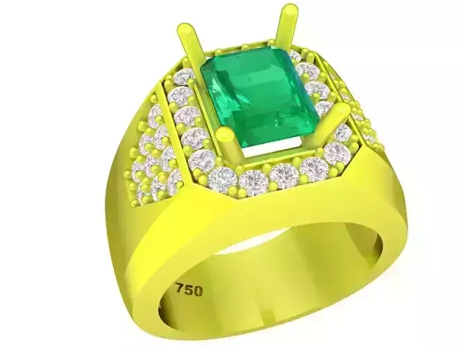 5156 korean style emeral and diamond men ring 