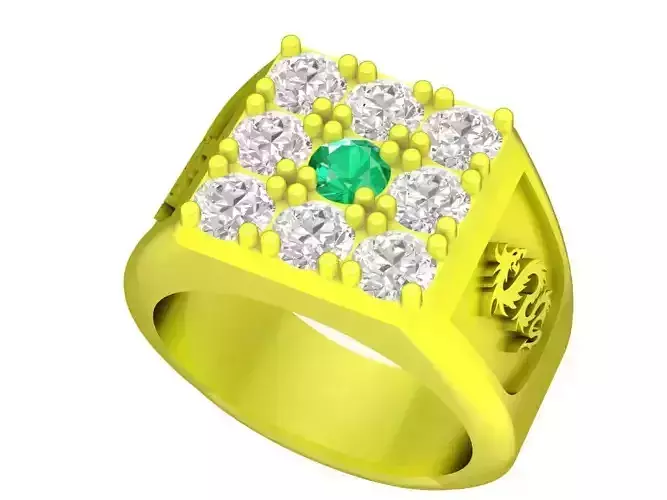 Luxury Square Pave Diamond Ring for Men 5159 3D print model