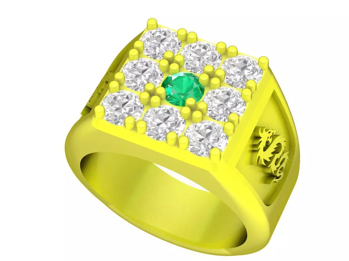 Luxury Square Pave Diamond Ring for Men 5159 3D print model