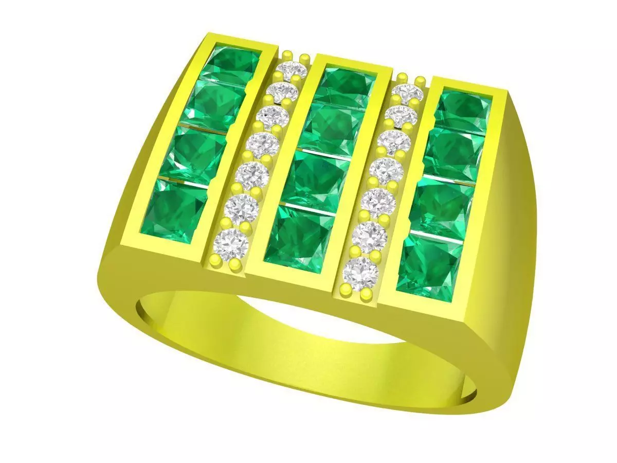 A5157 Luxury Asian Diamond Businessman Ring 3D Model 3D print model