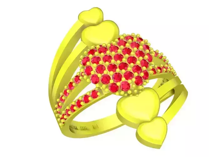 A5168 Vietnamese Art Diamond Heart Ring 3D Model