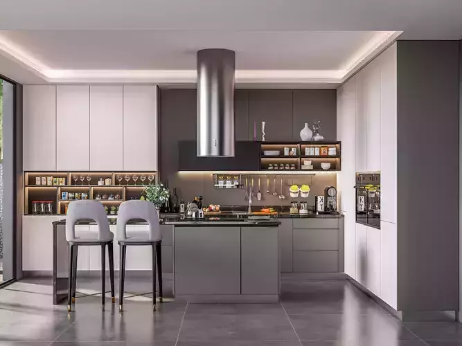 Kitchen fully parametric  Resizable manufacturable  008 3D model