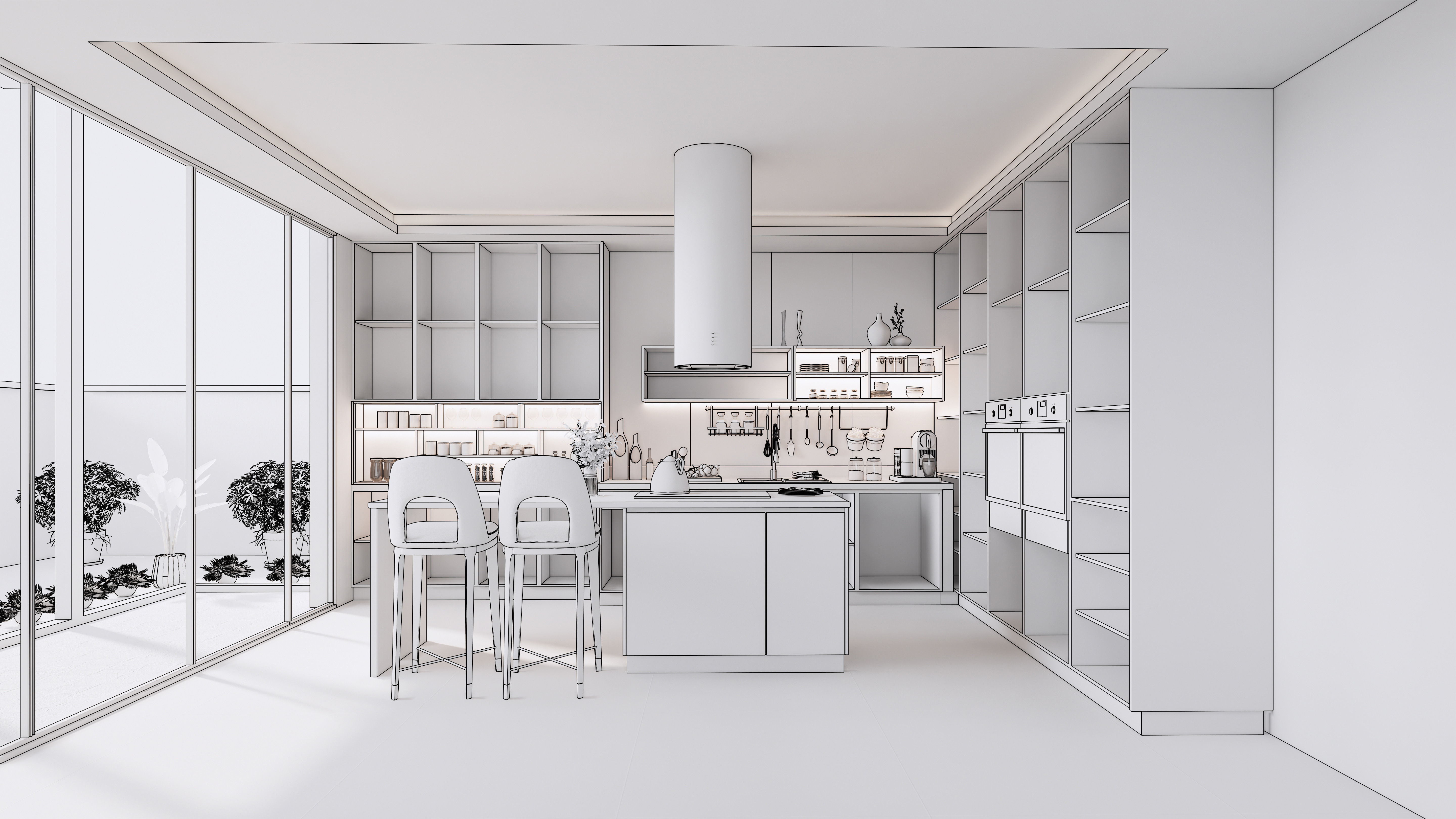 Kitchen fully parametric  Resizable manufacturable  008 3D model_17