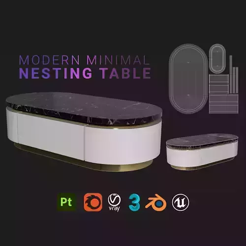 Modern Nesting Table Low-poly 3D model