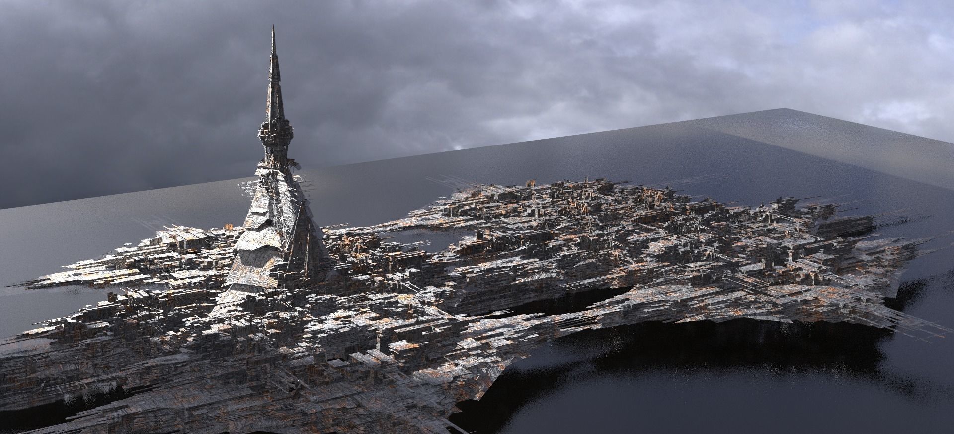 New Egypt Pyramid City Tower city base 3D model_1