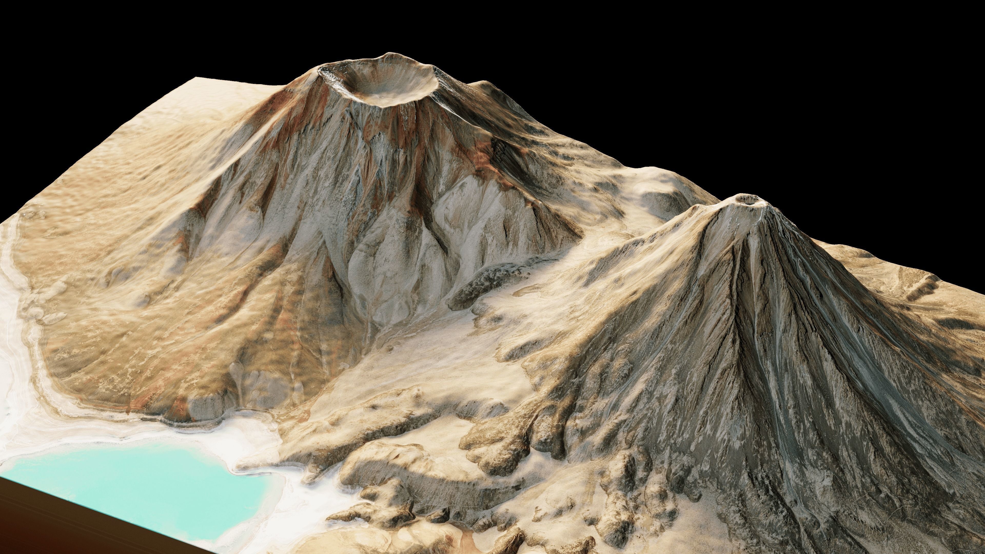 Licancabur volcano with slopes and lake 3d model Terrain 3D model ...