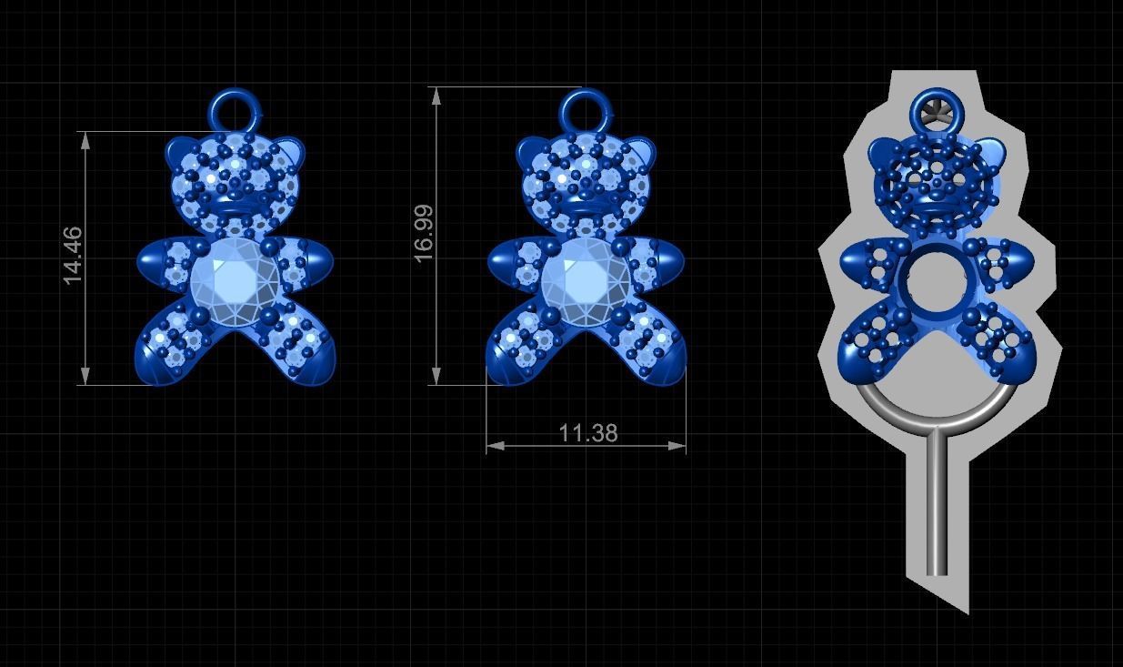 TEDDY BEAR PENDANT 3D print model_1