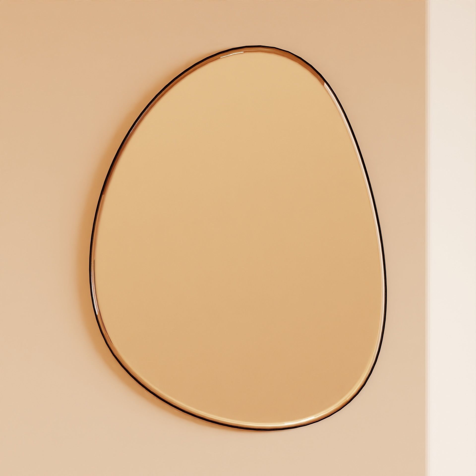 Modern Silver Mirror with Black Metal Frame 3D model_2