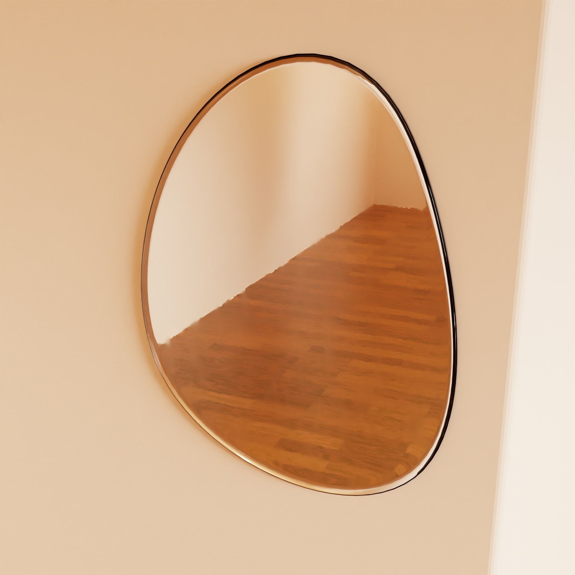 Modern Silver Mirror with Black Metal Frame 3D model_1