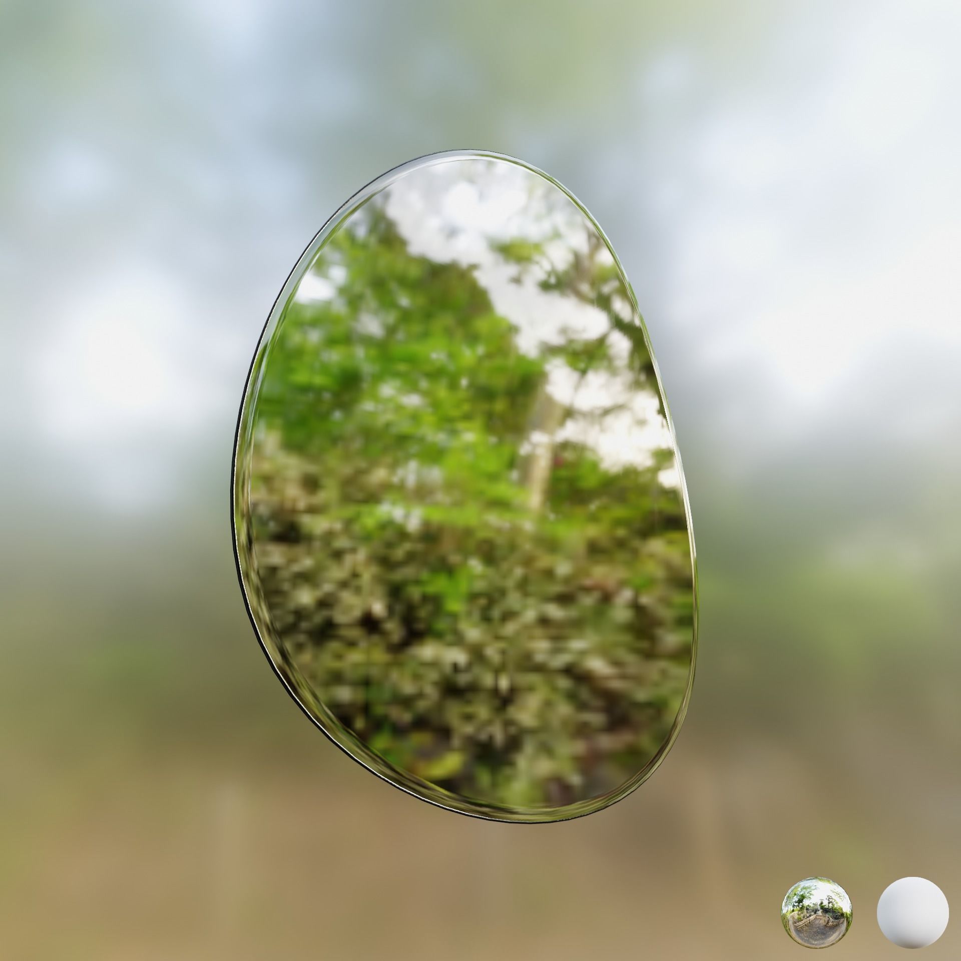 Modern Silver Mirror with Black Metal Frame 3D model_8