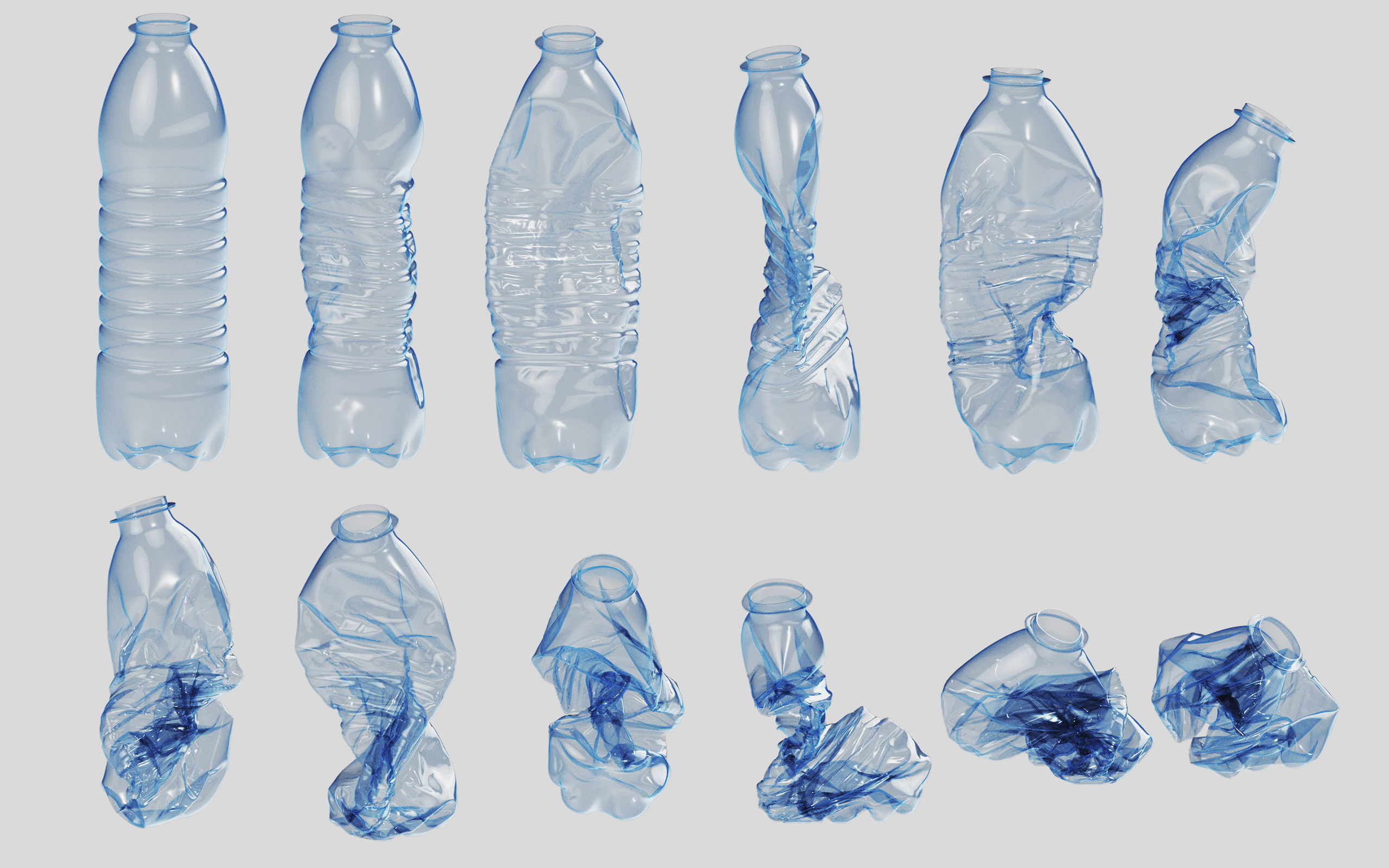 Crushed Plastic Bottle v2 3D model_2