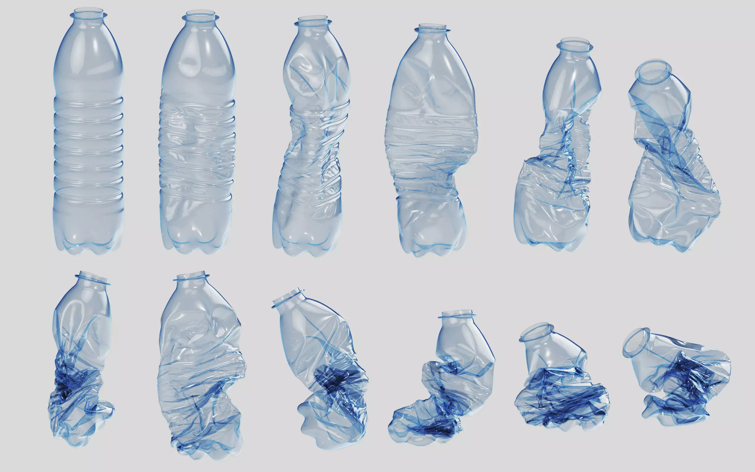 Crushed Plastic Bottle v2 3D model_0