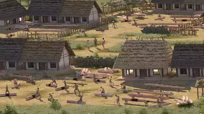 ancient village fishing village 3D model