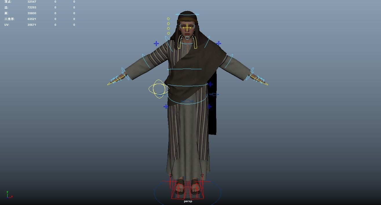 Arabian Woman Rigged 3D model_9