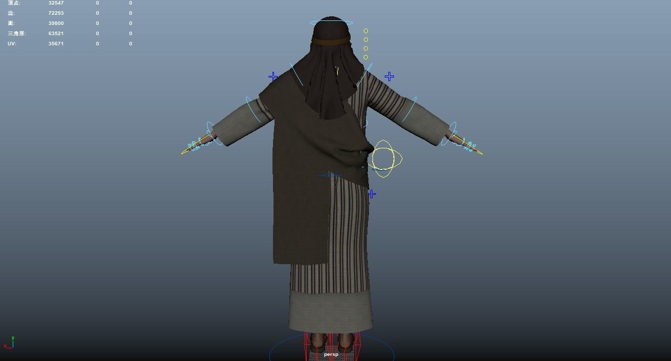 Arabian Woman Rigged 3D model_13