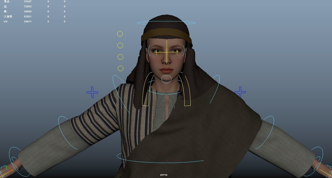 Arabian Woman Rigged 3D model_15