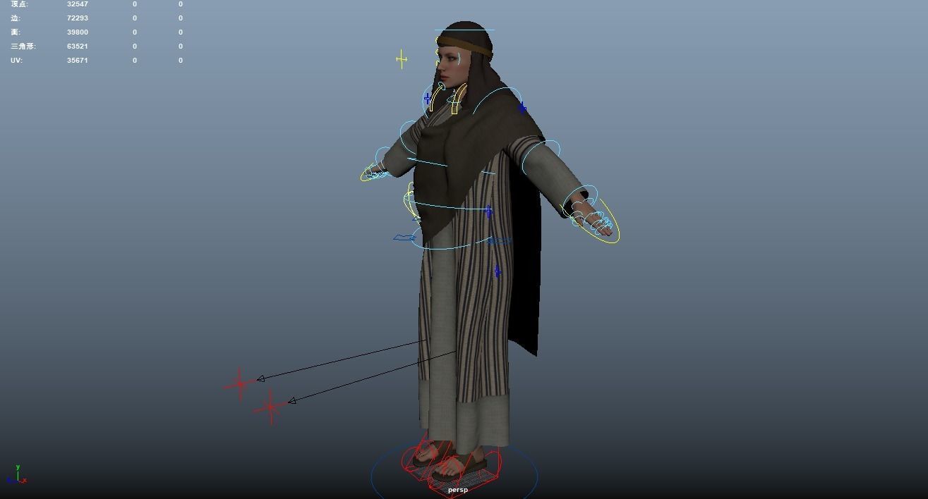 Arabian Woman Rigged 3D model_11