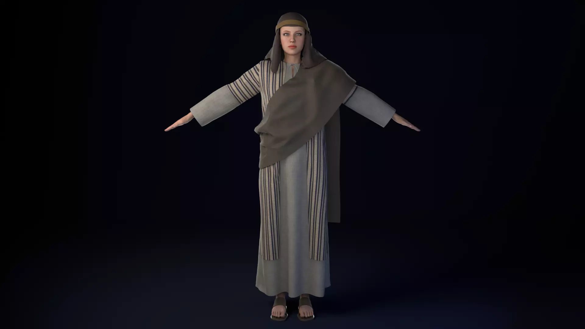 Arabian Woman Rigged 3D model_0
