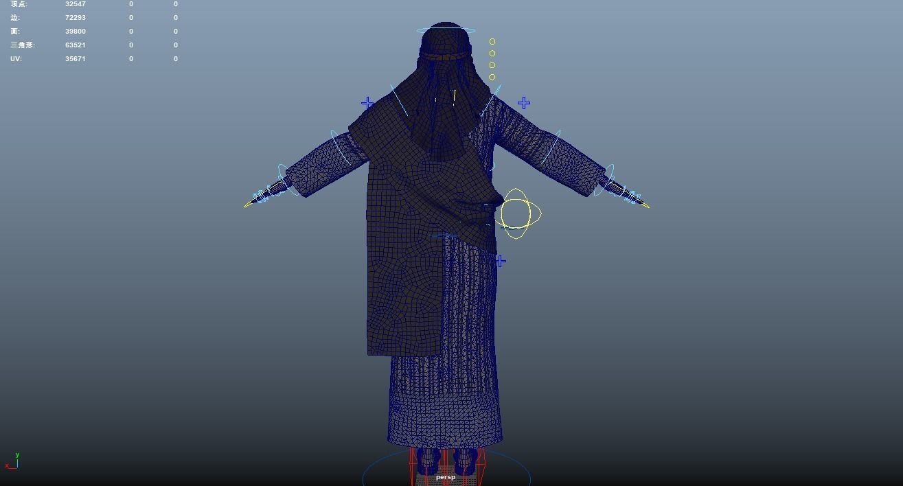 Arabian Woman Rigged 3D model_14