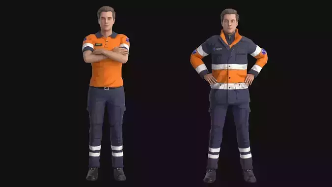 Paramedic Rigged Low-poly 3D model