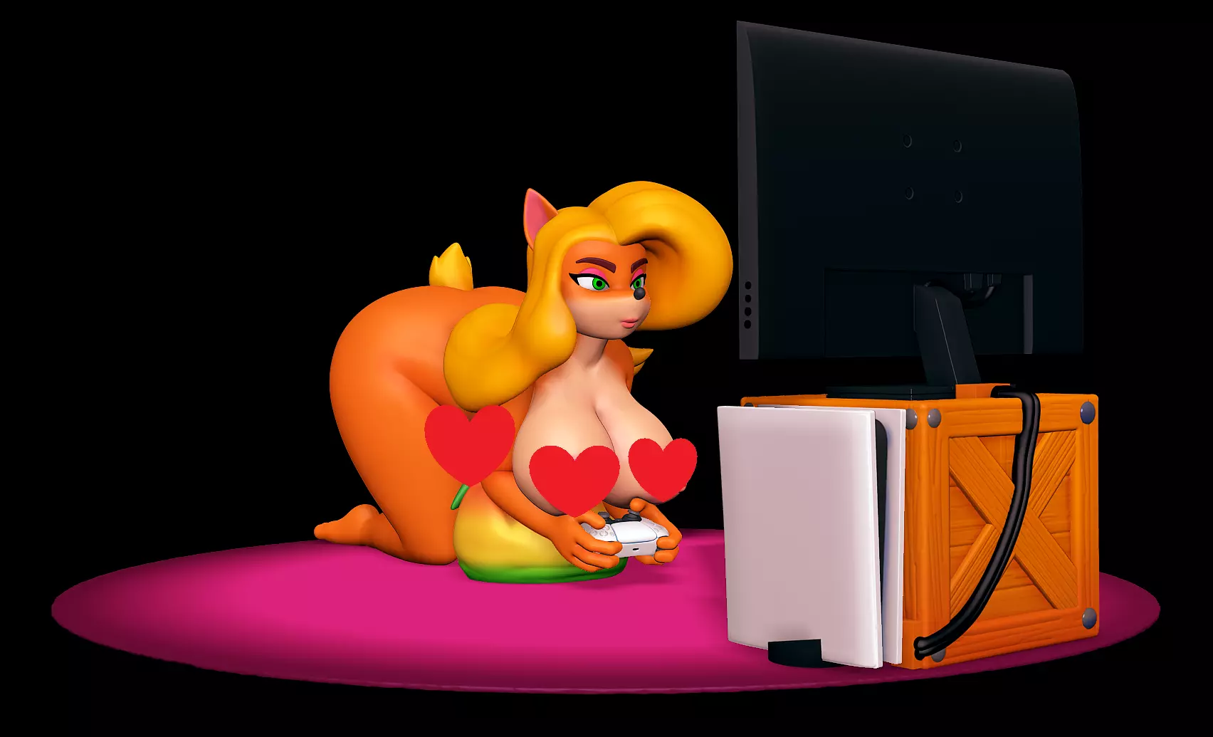 Futa Tawna Bandicoot Playing Video Game - NSFW 3D print model