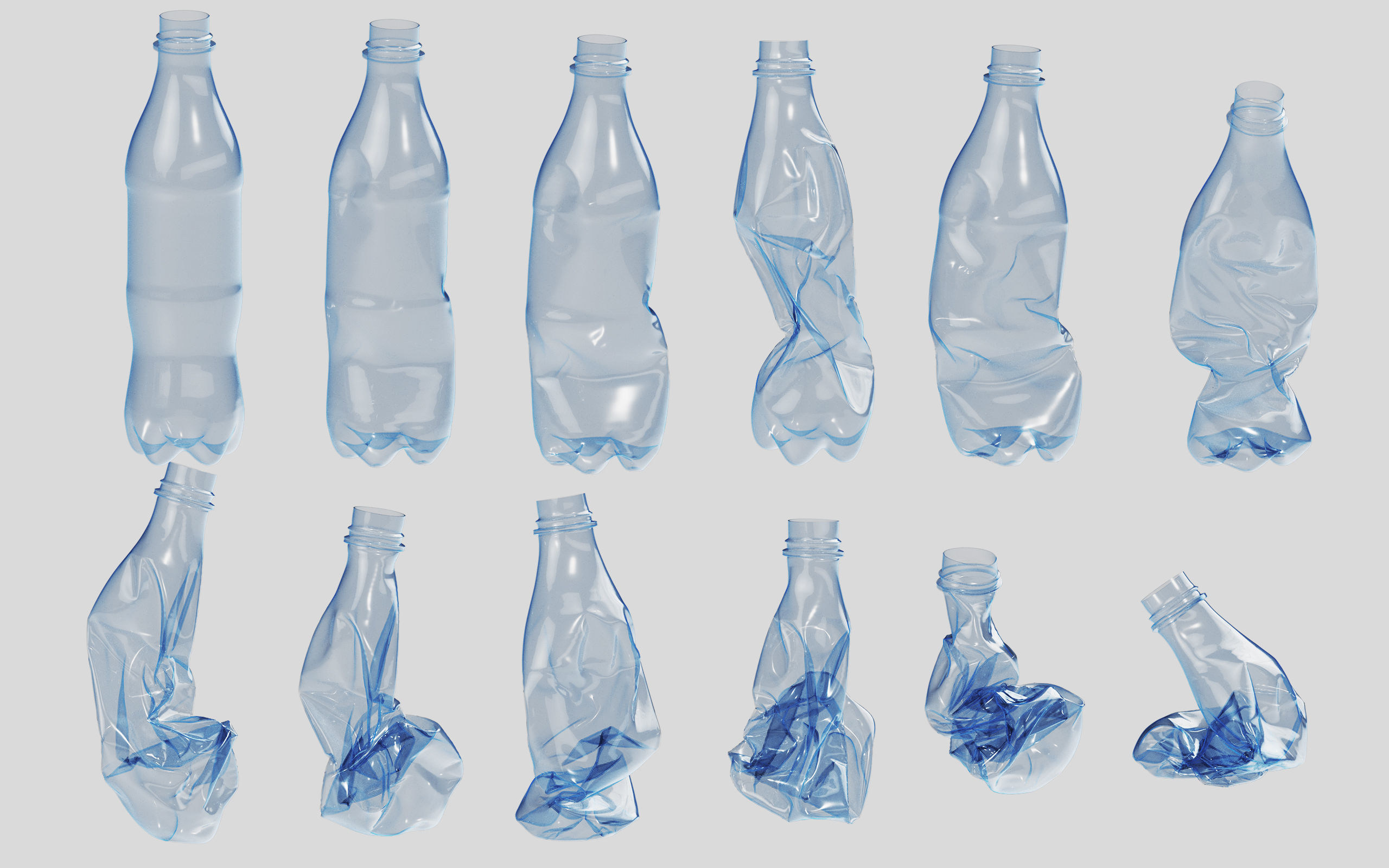 Crushed Plastic Bottle v3 3D model_2