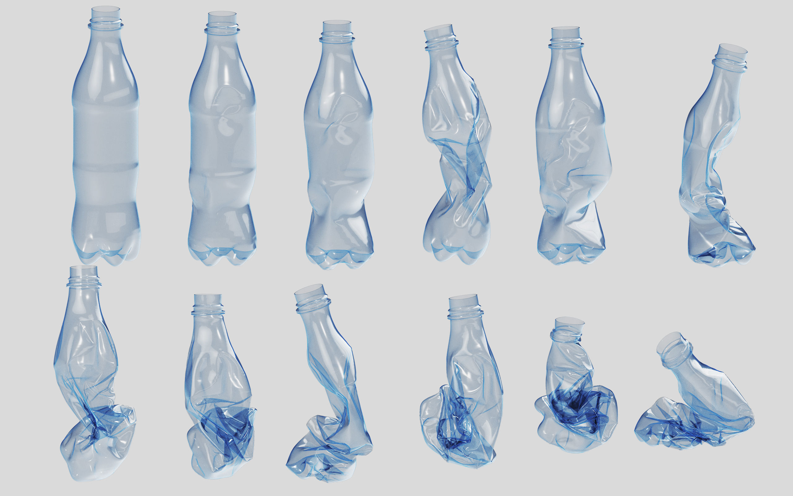 Crushed Plastic Bottle v3 3D model_3