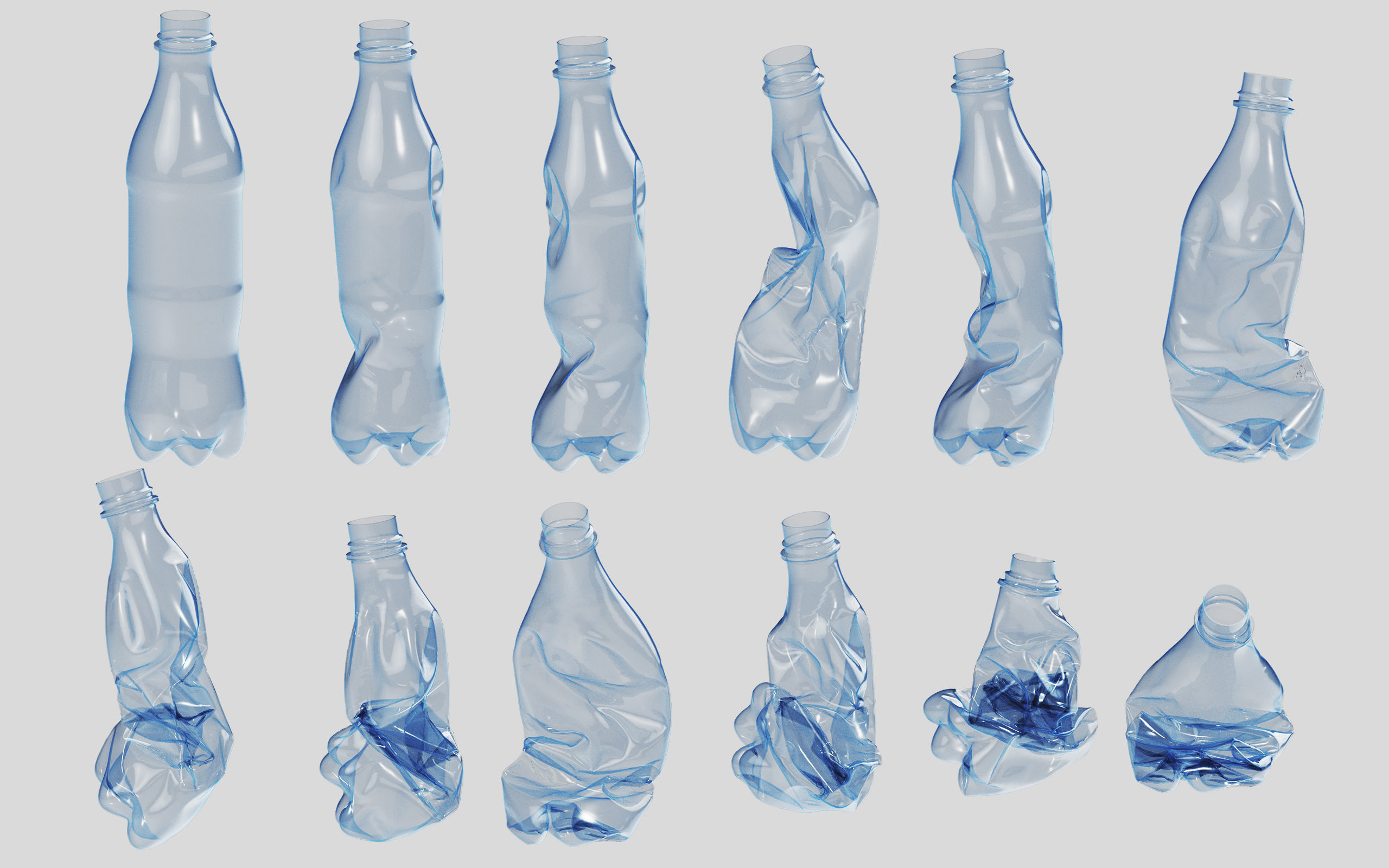 Crushed Plastic Bottle v3 3D model_4