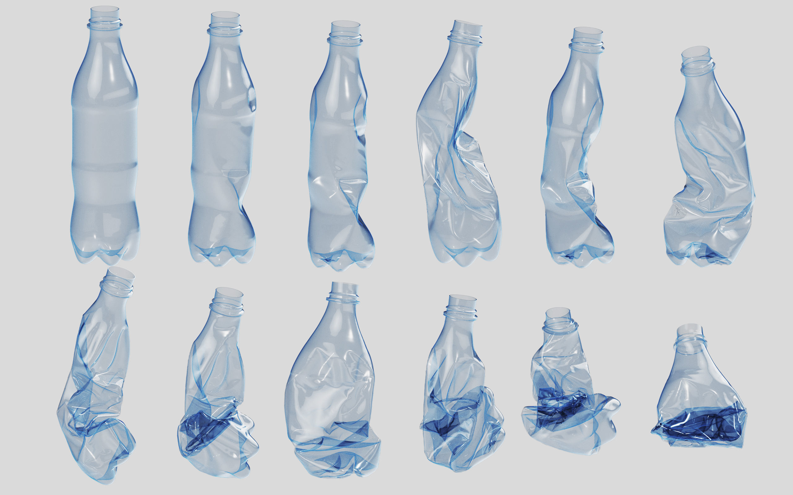 Crushed Plastic Bottle v3 3D model_1