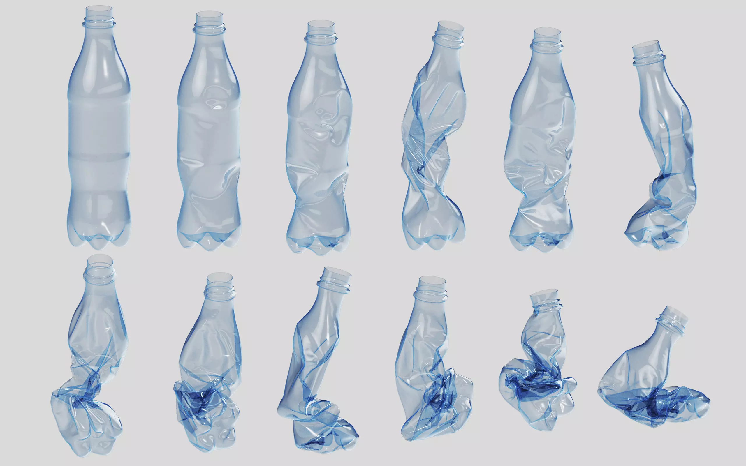 Crushed Plastic Bottle v3 3D model_0