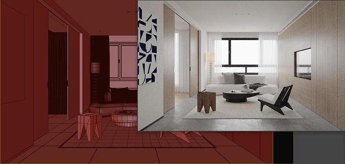 Modern Apartment 3D Model 3D model 7