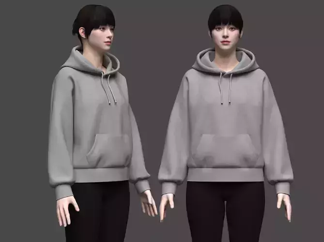 Women Oversized Hoodie 3d Model