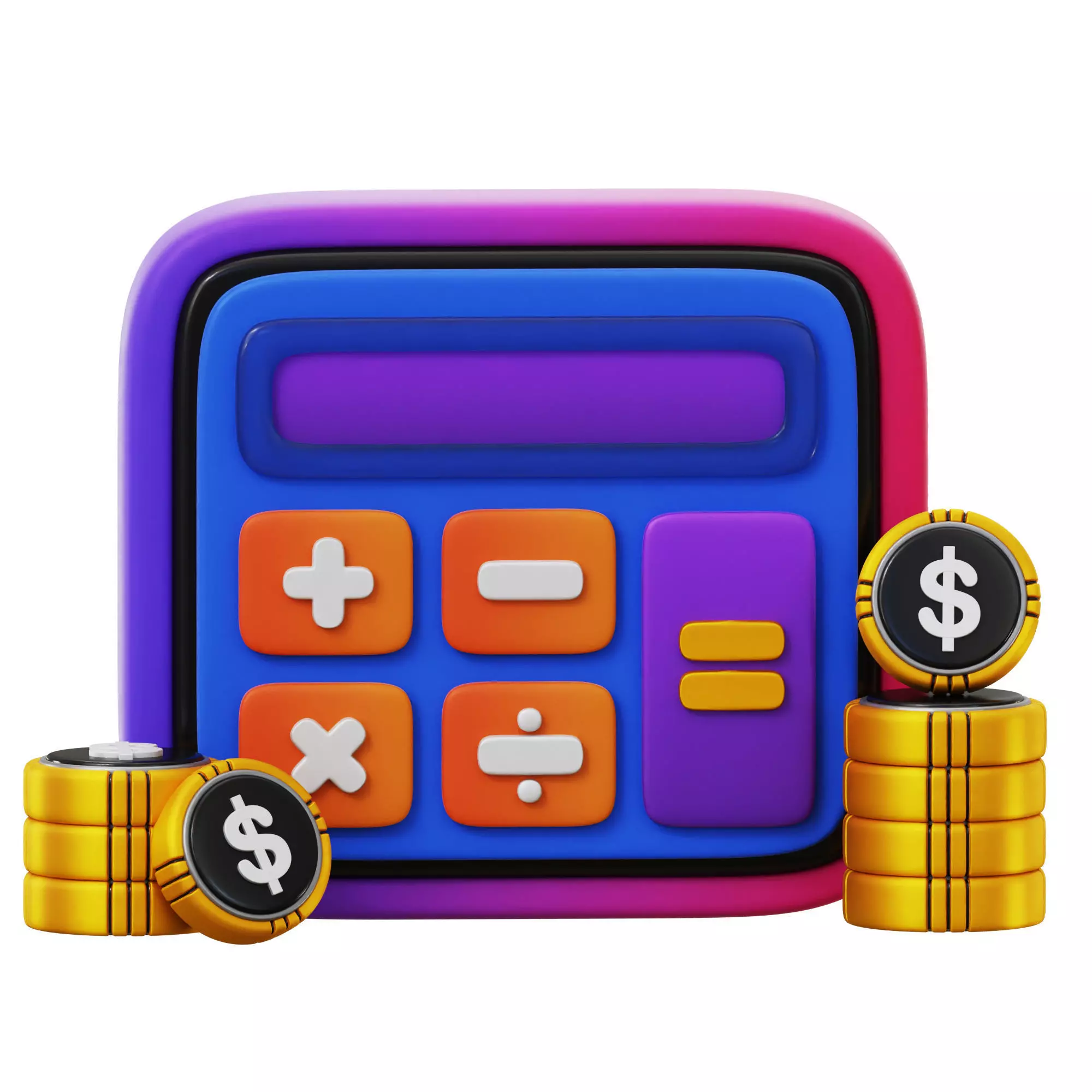 Financial Calculator 3D Icon Low-poly 3D model_0