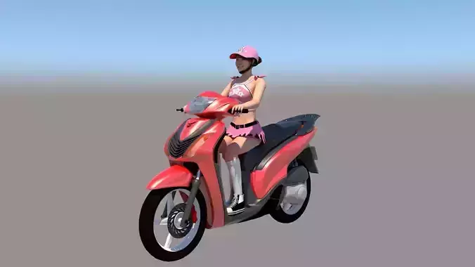 Moto Honda SH mode girl 3D model
