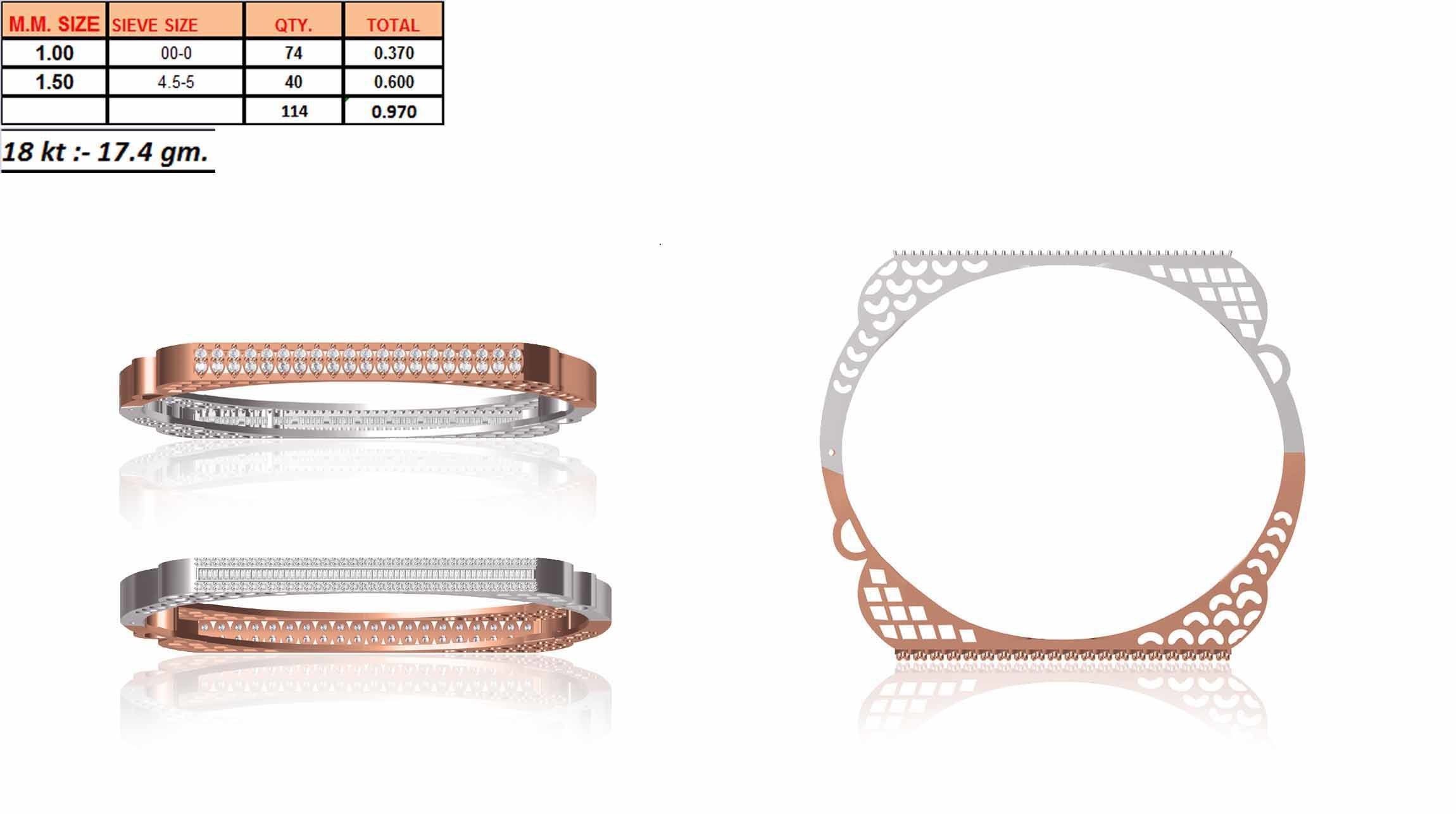 Women Bangle Bracelet STL JCD Details 3D print model_1