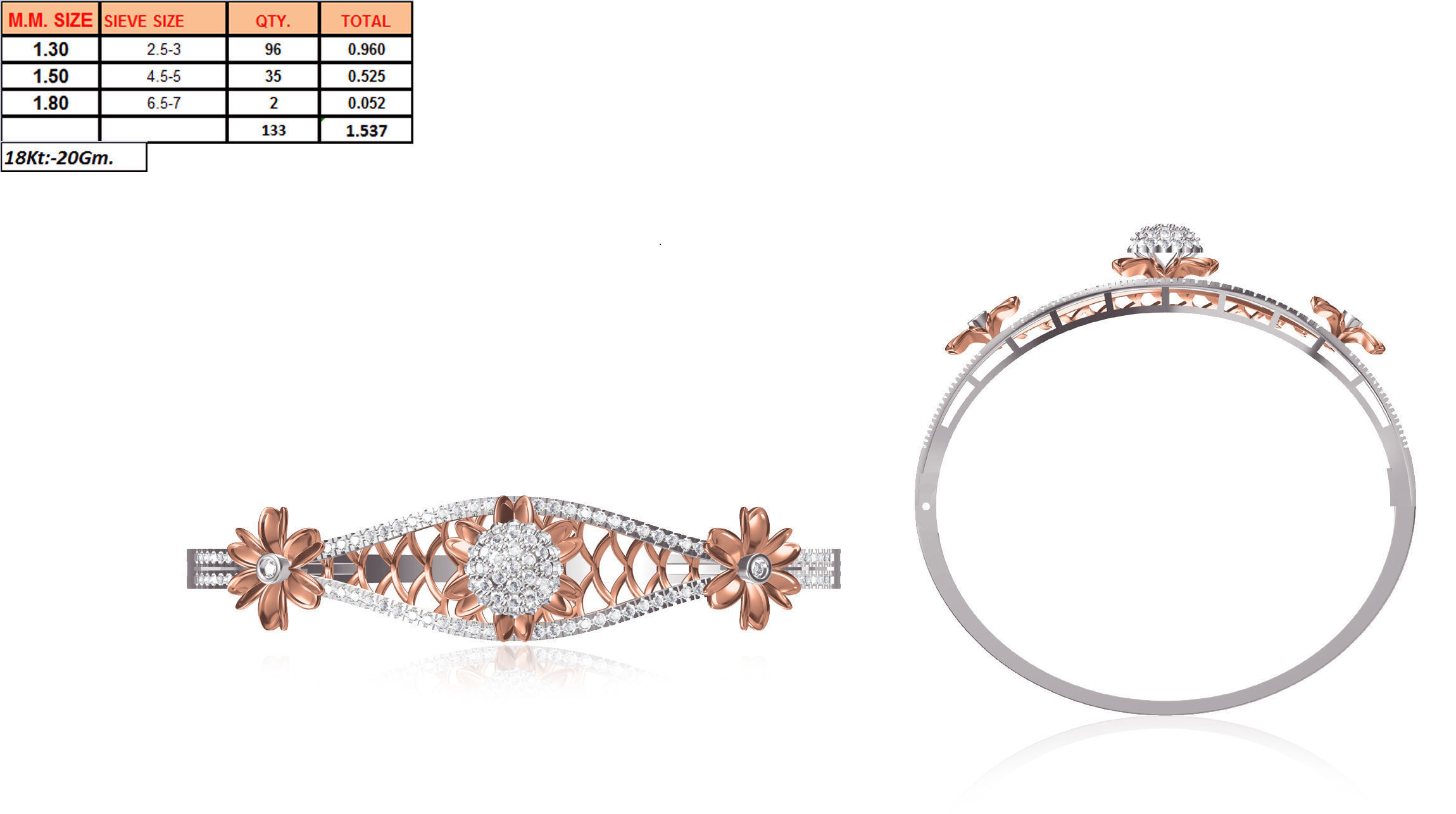 Women Bangle Bracelet STL JCD Details 3D print model_1