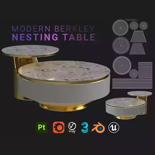 Berkley Nesting Coffee Table Set Low-poly 3D model