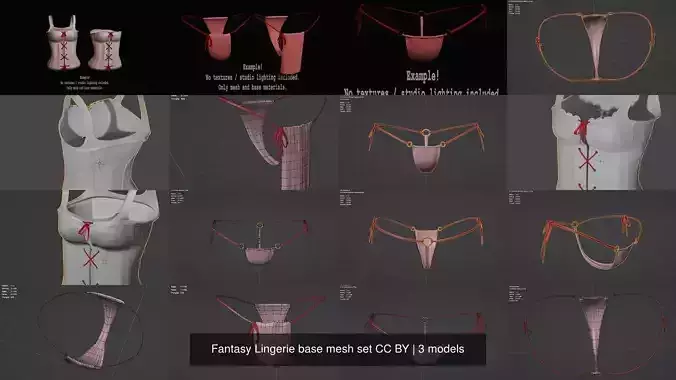 Fantasy Lingerie base mesh set CC BY
