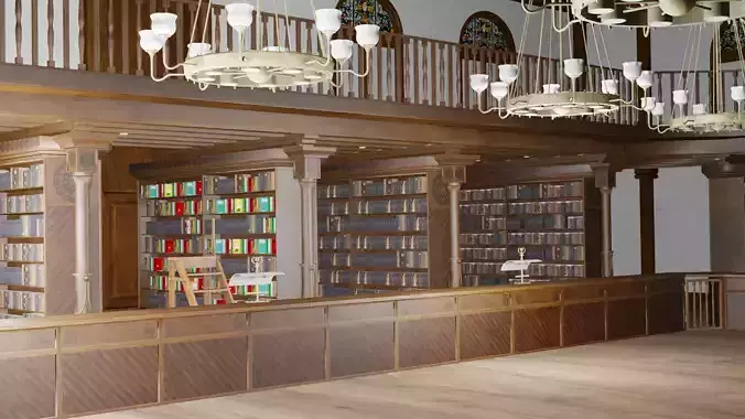 Exclusive Book Library 3D model
