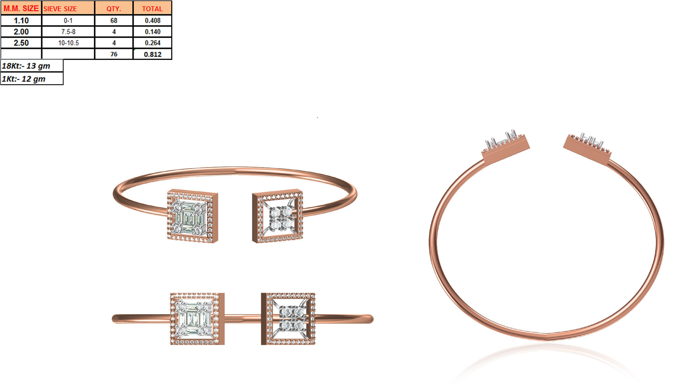 Women Bangle Bracelet STL JCD Details 3D print model_1