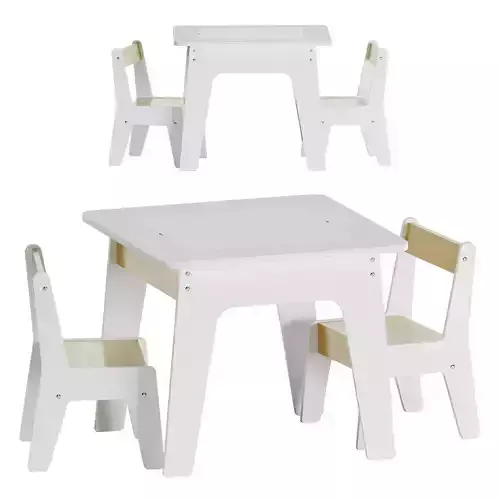 Dunelm Kid White Table and Chair Set 3D model
