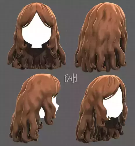 Base Hair for girl V53 Low-poly 3D model